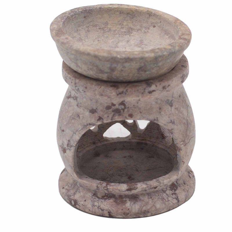 Small Soapstone Oil Burner 8cm - Three Moon Pentagram