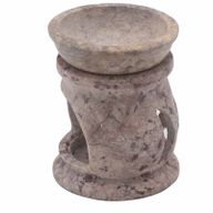 Small Soapstone Oil Burner 8cm - Three Moon Pentagram