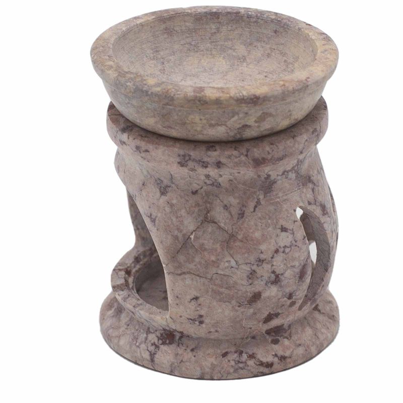 Small Soapstone Oil Burner 8cm - Three Moon Pentagram