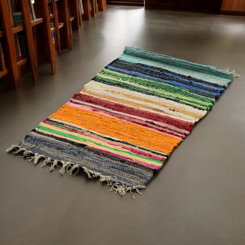 Large Rag Rug - Rainbow Colours - 150x90cm
