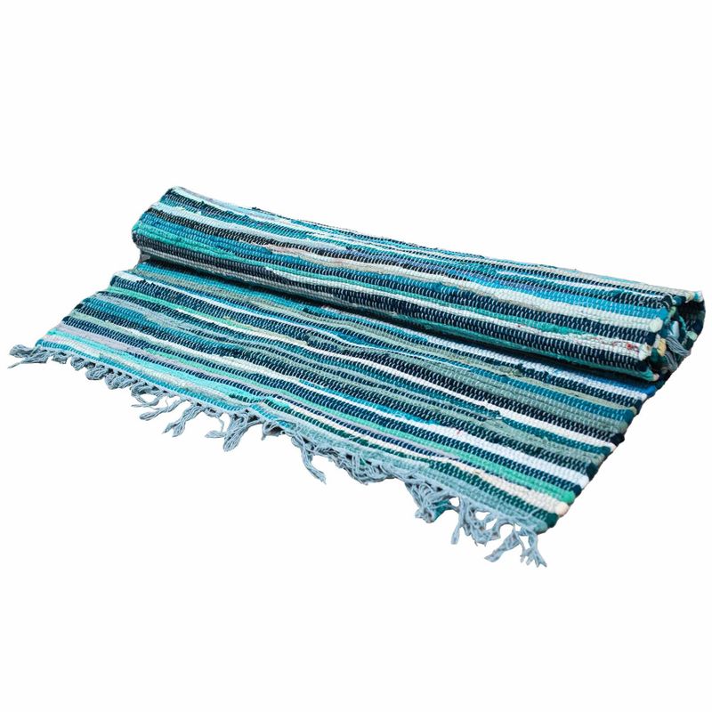 Room Aqua Blues Rag Rug - 150x200cm