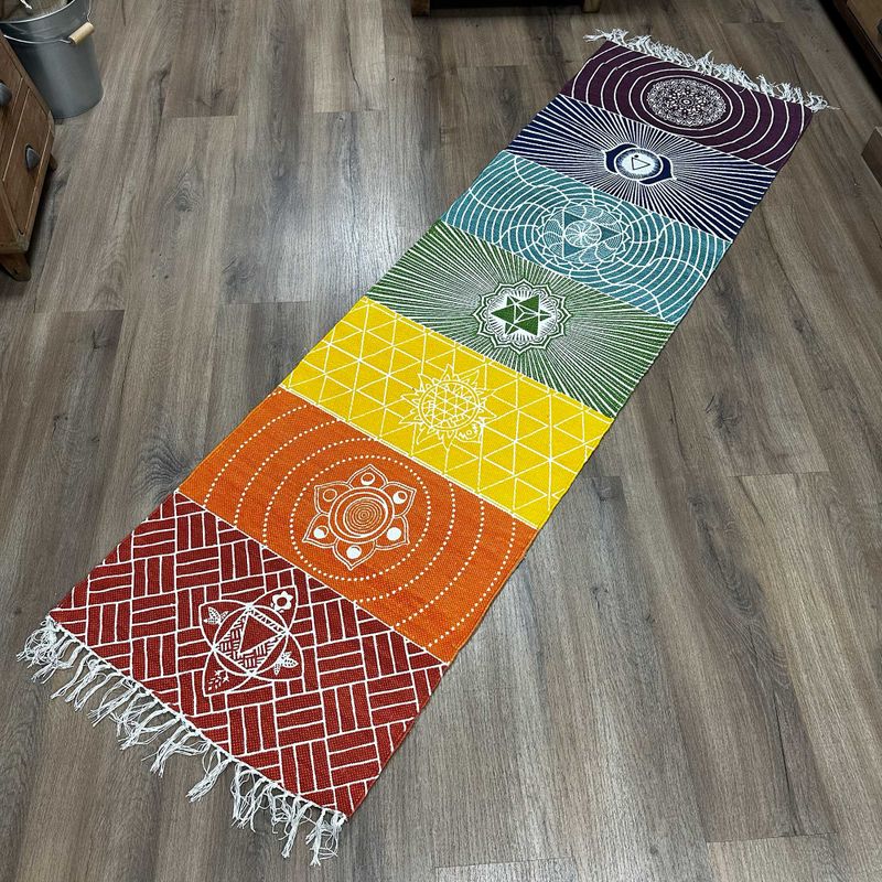 100% Cotton Yoga Rug - 60x200cm - 7 Chakras
