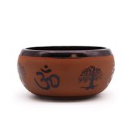 Earth Powder Singing Bowl - Clay Om Buddha - 16cm