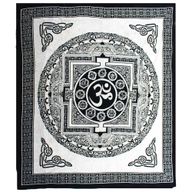 Double Cotton Bedspread + Wall Hanging - Mono - Om Mandala