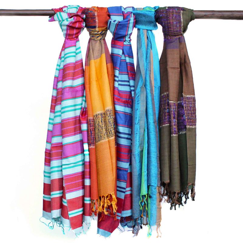 Lrg Indian Boho Scarves - 75x180cm - Random Blues