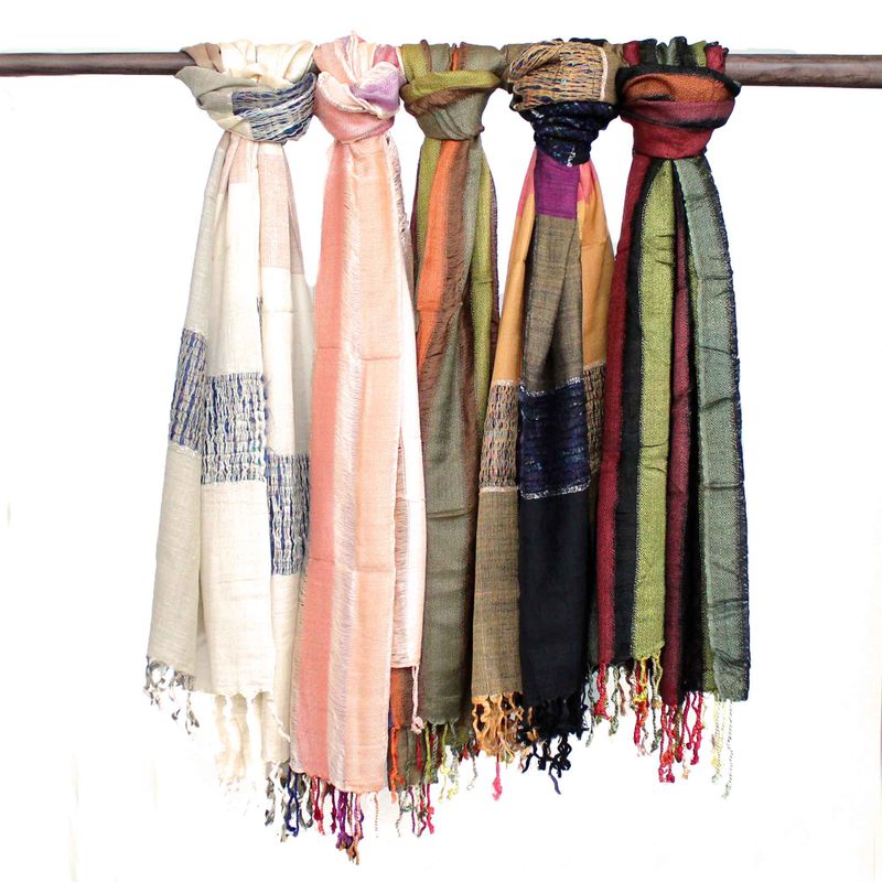 Lrg Indian Boho Scarves - 75x180cm - Random Greens