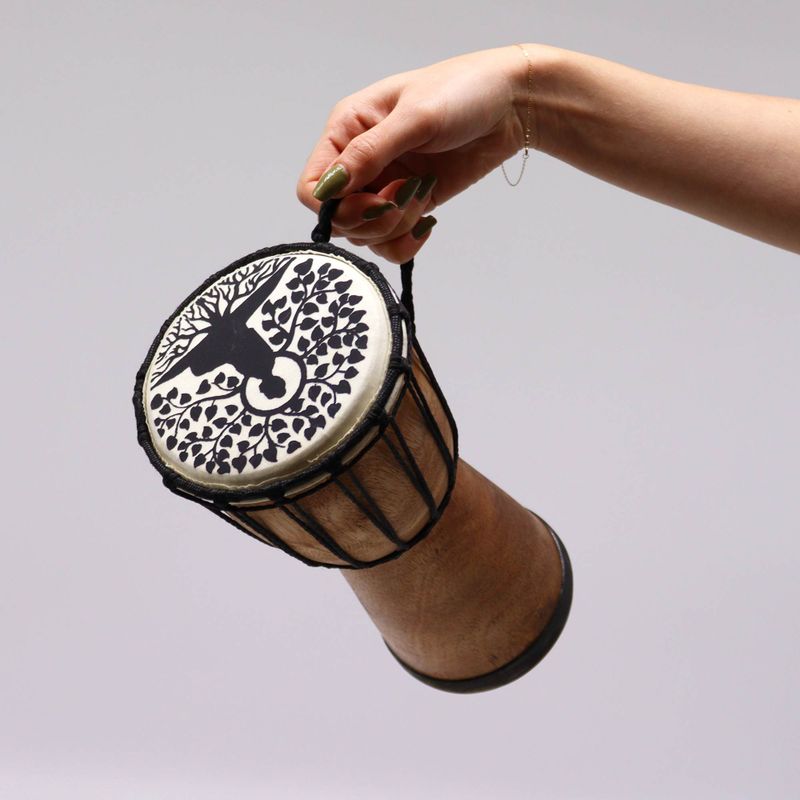 Handmade Wide Top Djembe Drum - 25cm