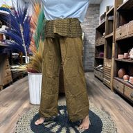 Yoga and Festival Pants - Thai Fisherman Mandala Mantra on Orange
