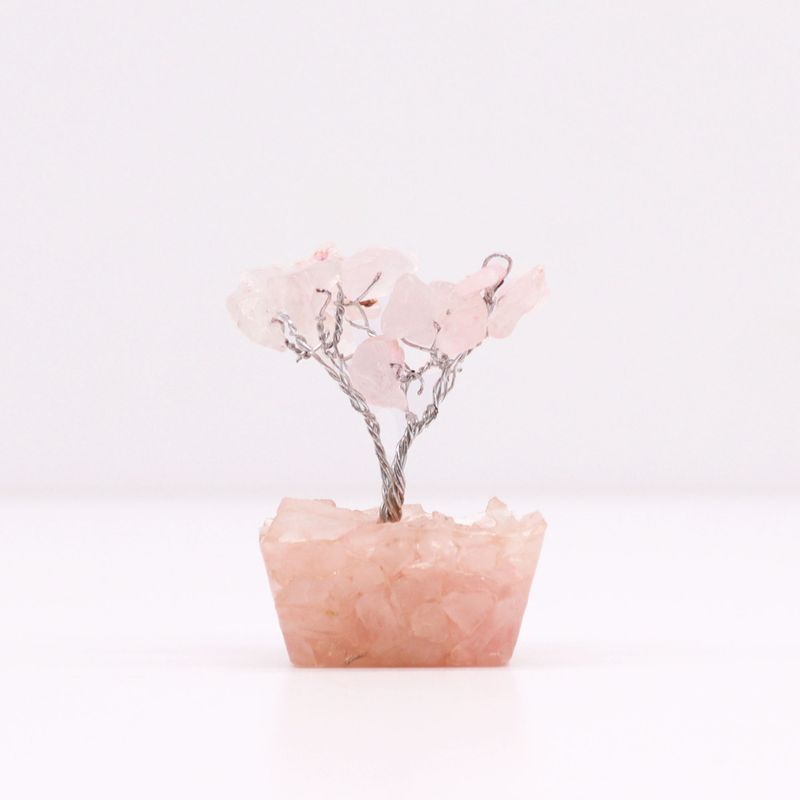 Mini Gemstone Trees On Orgonite Base - Rose Quartz (15 stones)