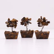 Mini Gemstone Trees On Orgonite Base - Tiger Eye (15 stones)