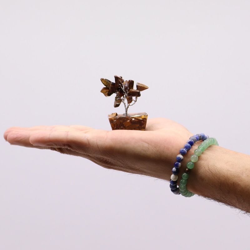 Mini Gemstone Trees On Orgonite Base - Tiger Eye (15 stones)