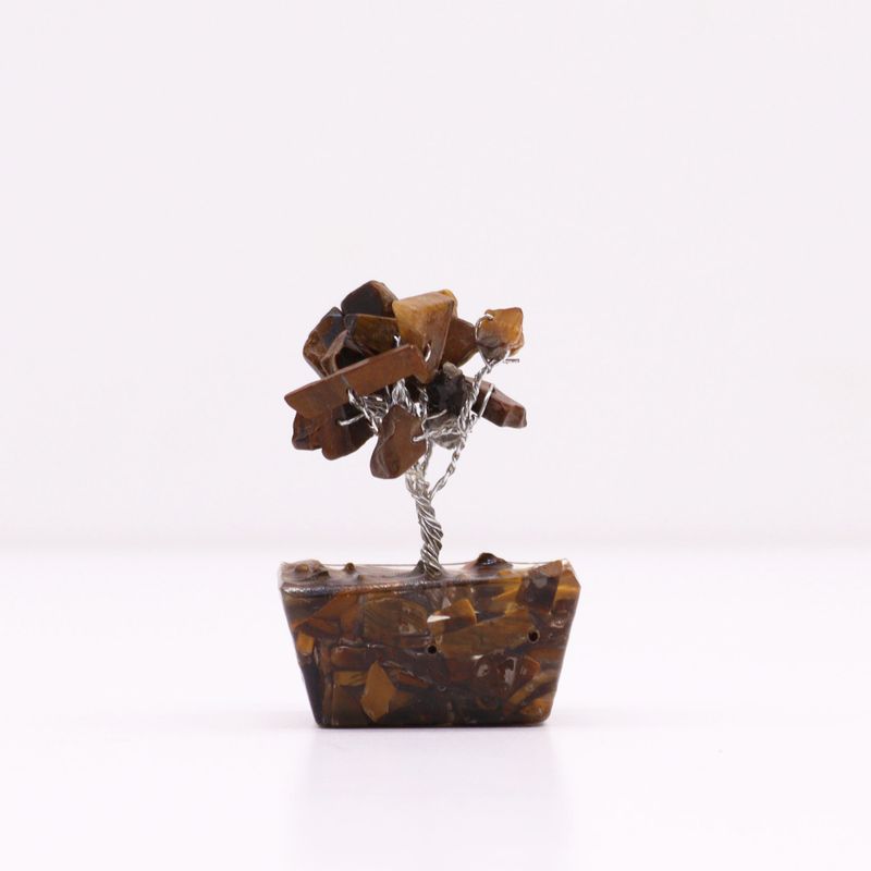 Mini Gemstone Trees On Orgonite Base - Tiger Eye (15 stones)