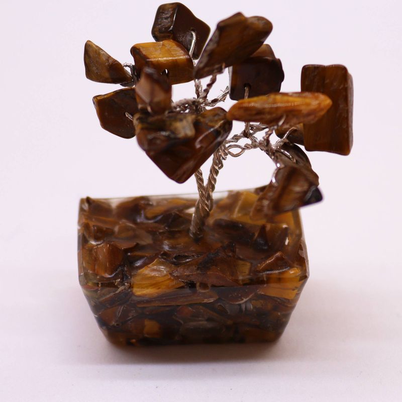 Mini Gemstone Trees On Orgonite Base - Tiger Eye (15 stones)