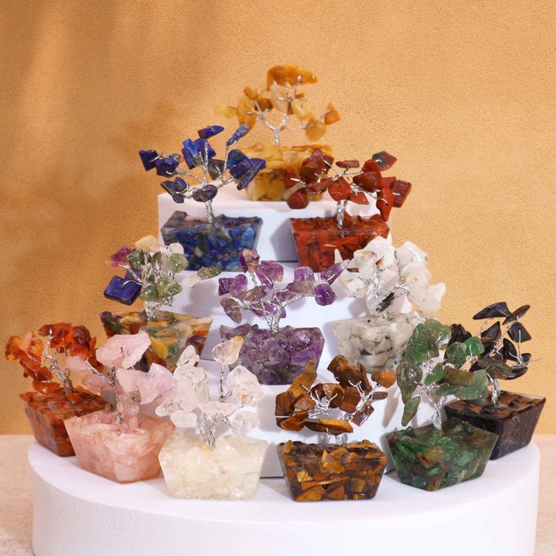 Mini Gemstone Trees On Orgonite Base - Assorted Mix (15 stones)