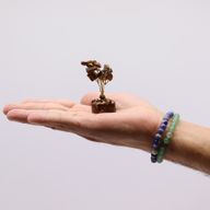 Mini Gemstone Trees On Wood Base - Tiger Eye (15 stones)