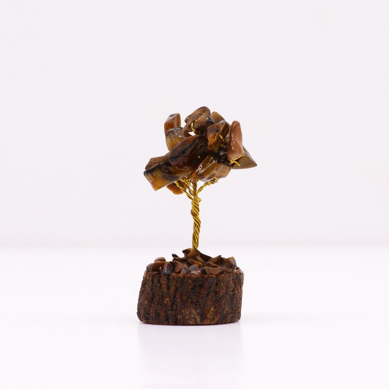 Mini Gemstone Trees On Wood Base - Tiger Eye (15 stones)