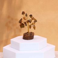 Mini Gemstone Trees On Wood Base - Tiger Eye (15 stones)