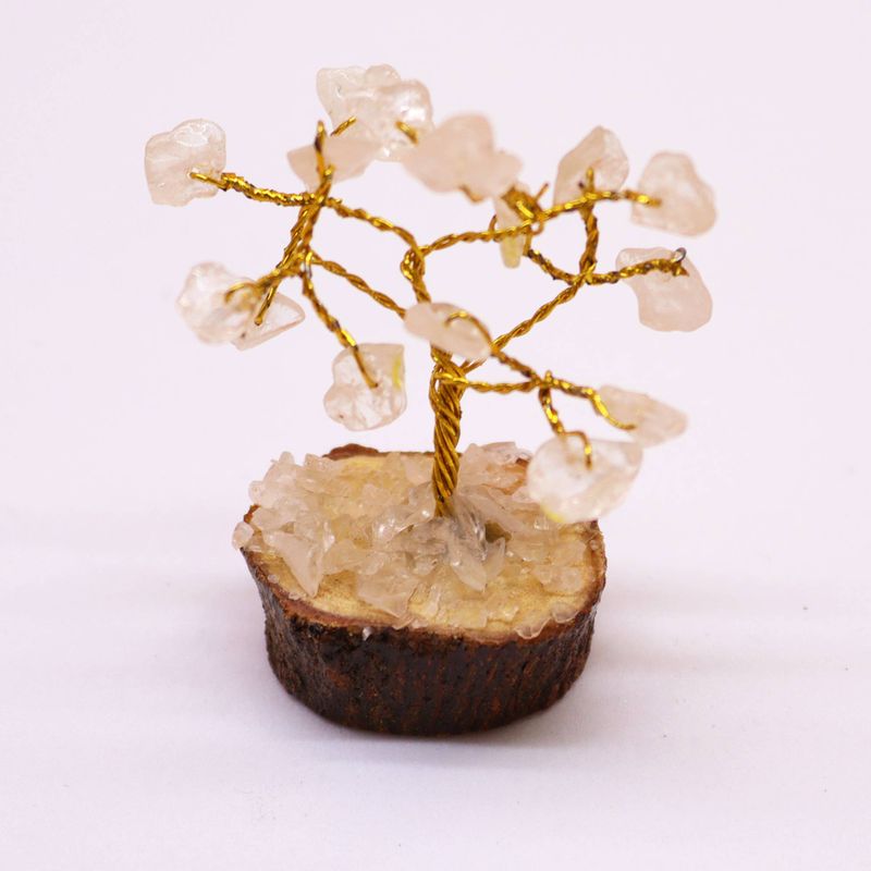 Mini Gemstone Trees On Wood Base - Rock Quartz (15 stones)
