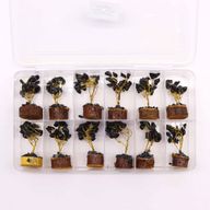 Mini Gemstone Trees On Wood Base - Black Agate (15 stones)