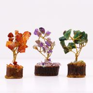 Mini Gemstone Trees On Wood Base - Assorted Mix (15 stones)