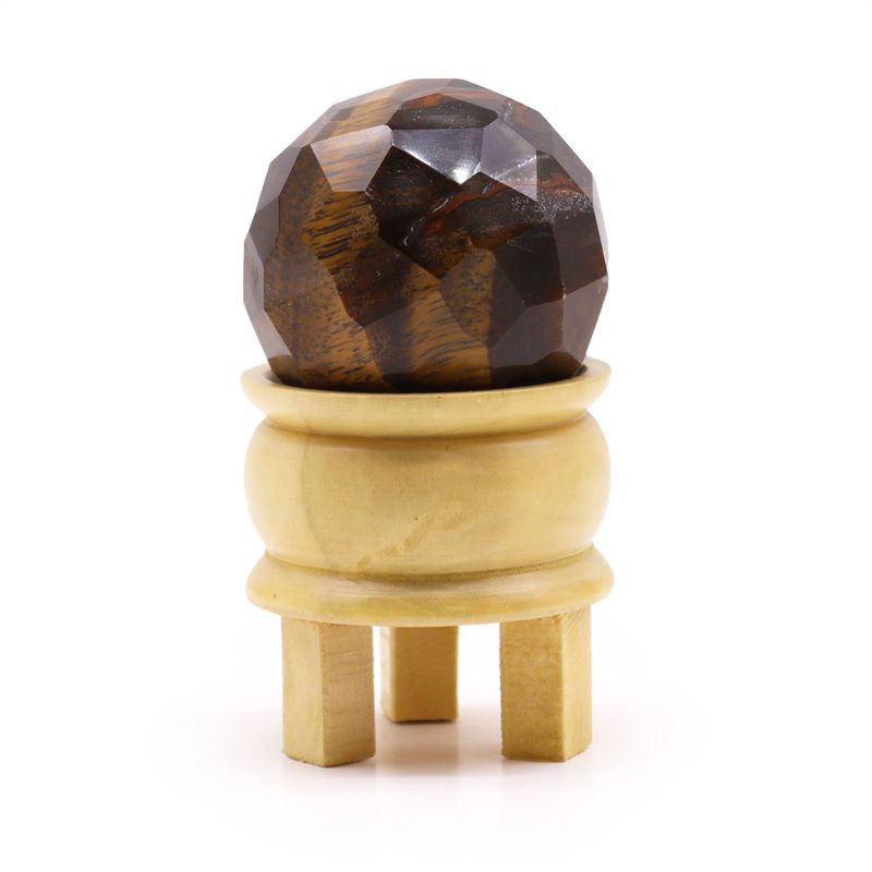 Gemstone Faceted Healing Ball & Stand - Tiger Eye