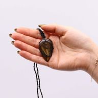 Laced Gemstone Teardrop Pendant - Tiger Eye