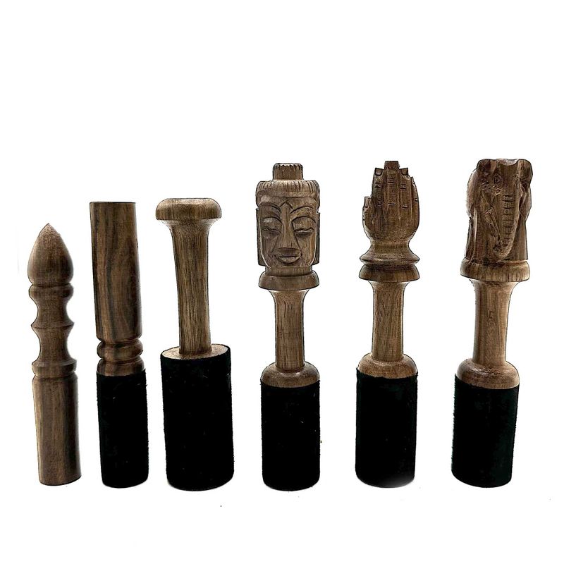 Wooden Stick - 14cm - Buddha Carving
