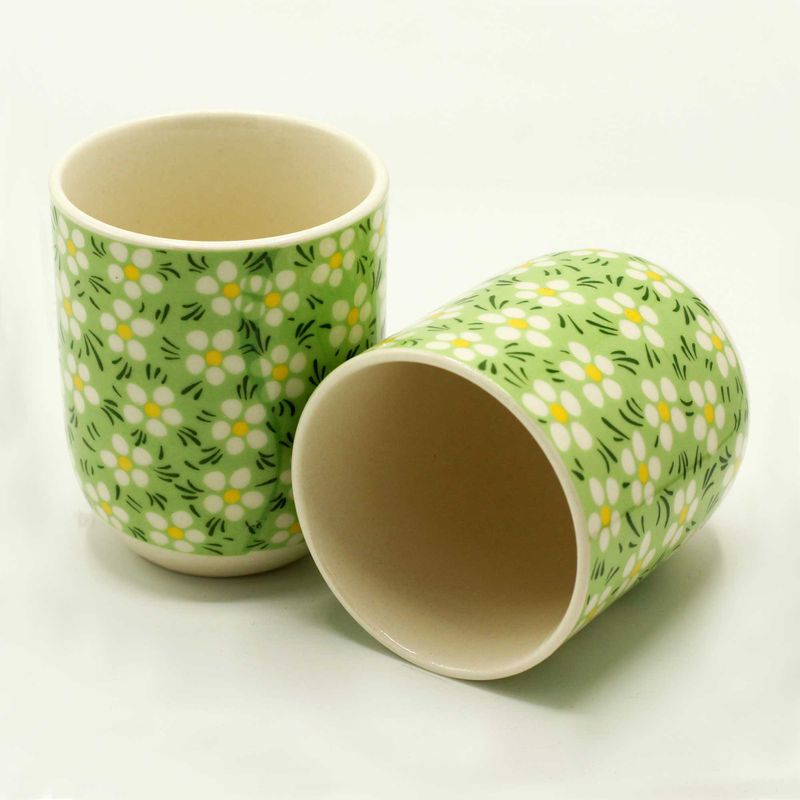 Herbal Tea Cups - Green Daisies