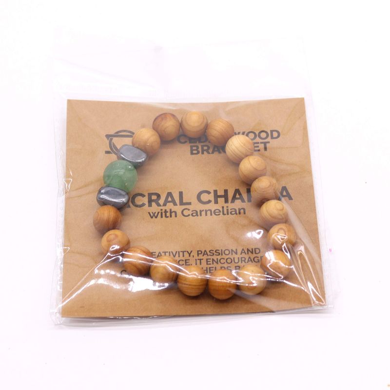Cedarwood Sacral Chakra Bangle with Carnelian