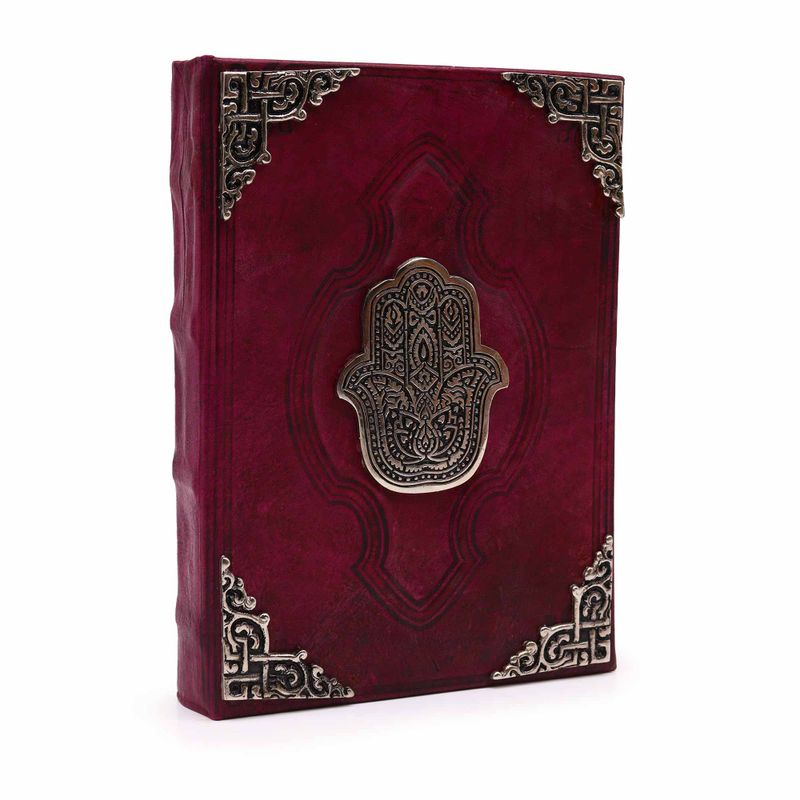 Hefty Red Tan Book - Zinc Hamsa Decor - 200 Deckle Edges Pages - 26x18cm