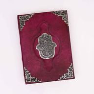 Hefty Red Tan Book - Zinc Hamsa Decor - 200 Deckle Edges Pages - 26x18cm