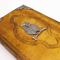 Hefty Coffee Tan Book - Zinc Owl Decor - 200 Deckle Edges Pages - 26x18cm
