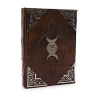 Hefty Brown Tan Book - Zinc Triple Moon Decor - 200 Deckle Edges Pages - 26x18cm