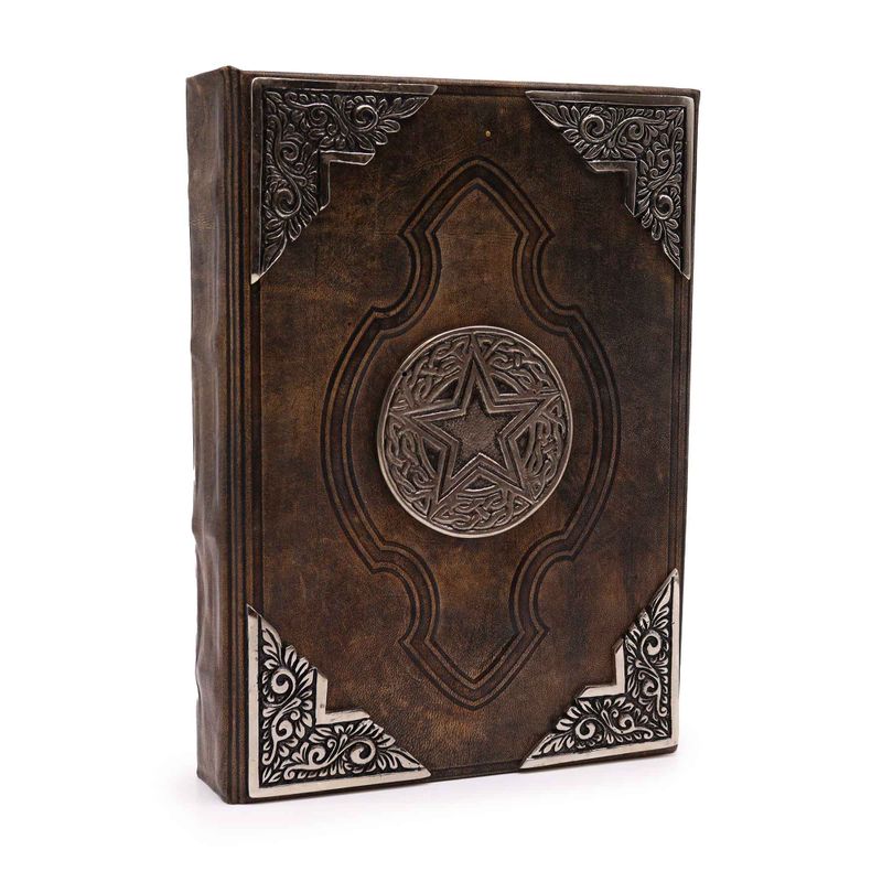 Hefty Brown Tan Book - Zinc Pentagon Decor - 200 Deckle Edges Pages - 26x18cm