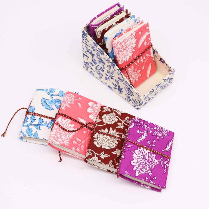 Floral Print Assorted Cotton Bound Notebooks 7x10cm (display pack)