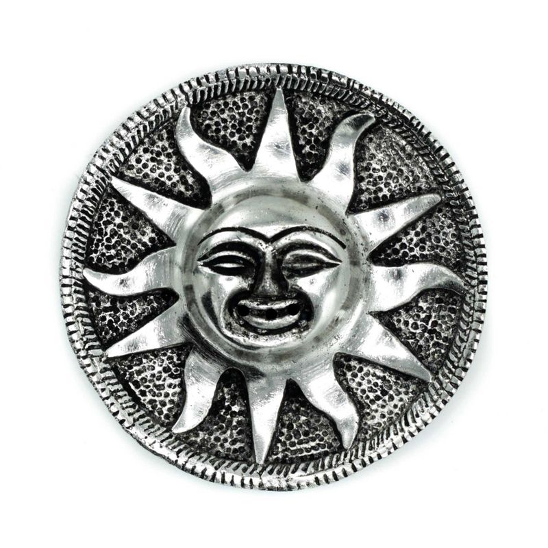 Polished Aluminium Sun Incense Holder 9cm