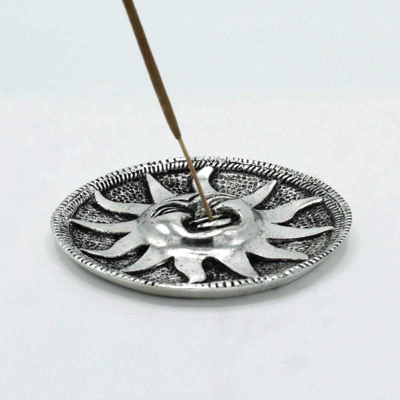 Polished Aluminium Sun Incense Holder 9cm