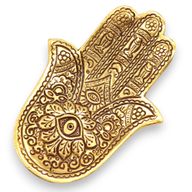 Gold Aluminium Small Hamsa Incense Holder 13x5.5cm