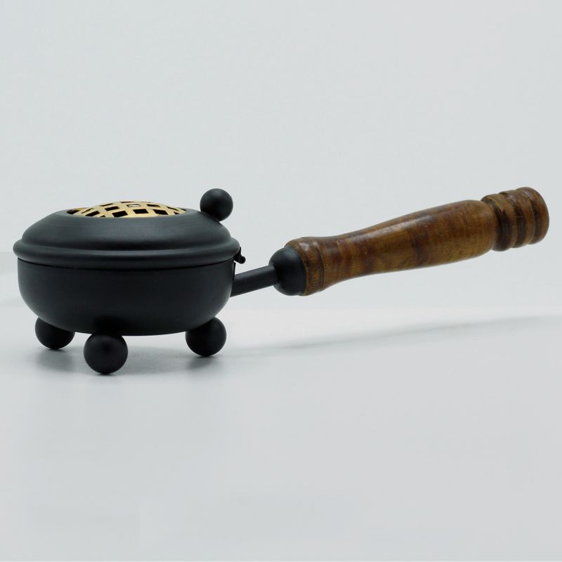 Medium Iron Censer Incense Burner - Gold Detail