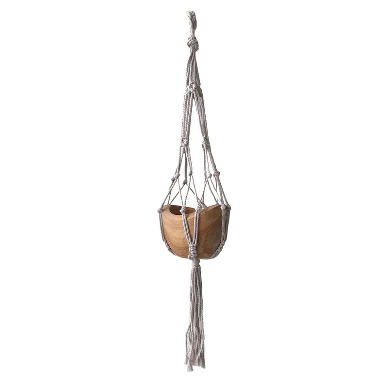 Macrame Small Drop Pot Holder - Beige - 75cm