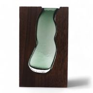 Glass Vase / Terarium Inside Dark Tung Wood - 14.5x5x23cm