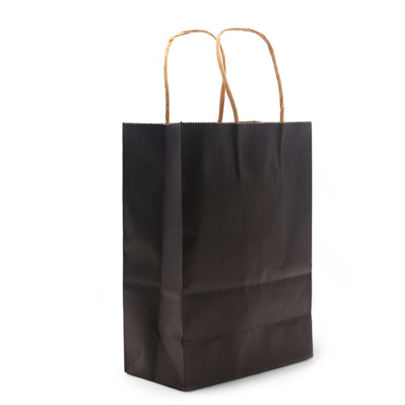 Cord Handle Paper Bag (16x22x8cm) - Black (130g)