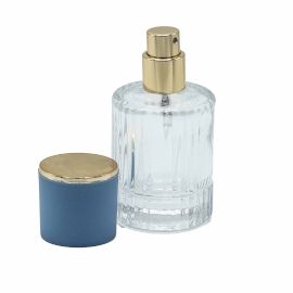 Powder Blue - 30ml Round Ribbed Bottle, Spray and Cap