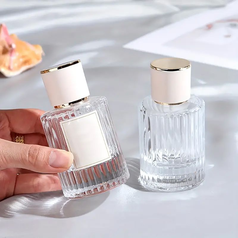 Powder Blue - 30ml Round Ribbed Bottle, Spray and Cap