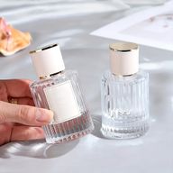 Powder Blue - 30ml Round Ribbed Bottle, Spray and Cap