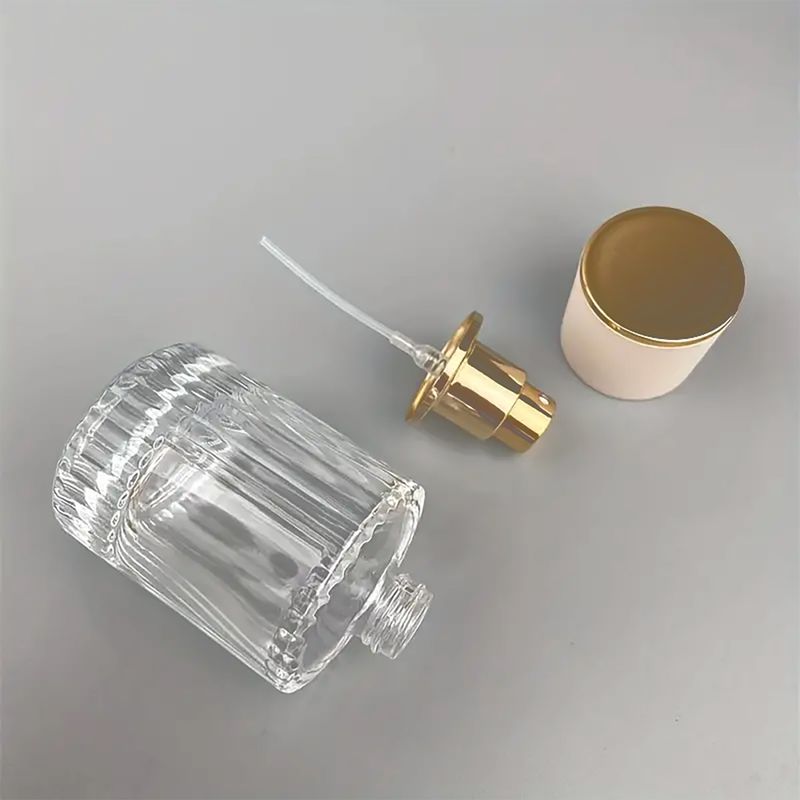 Powder Blue - 30ml Round Ribbed Bottle, Spray and Cap