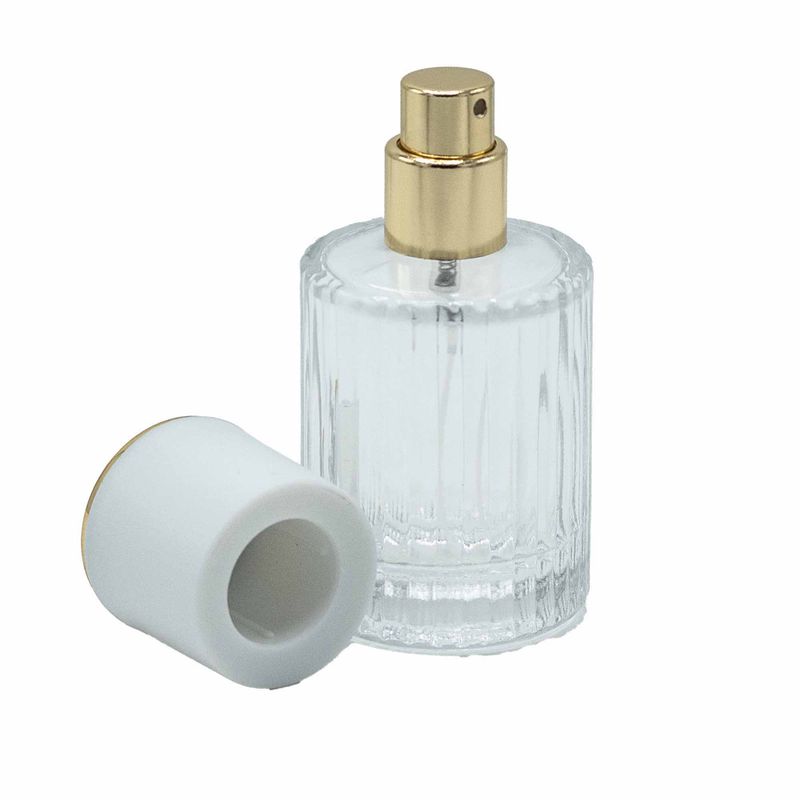 Flat White - 30ml Round Ribbed Bottle, Spray and Cap