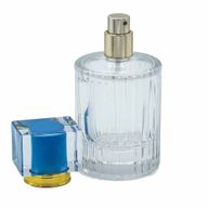 Powder Blue - 50ml Round Ribbed Bottle, Spray and Cap