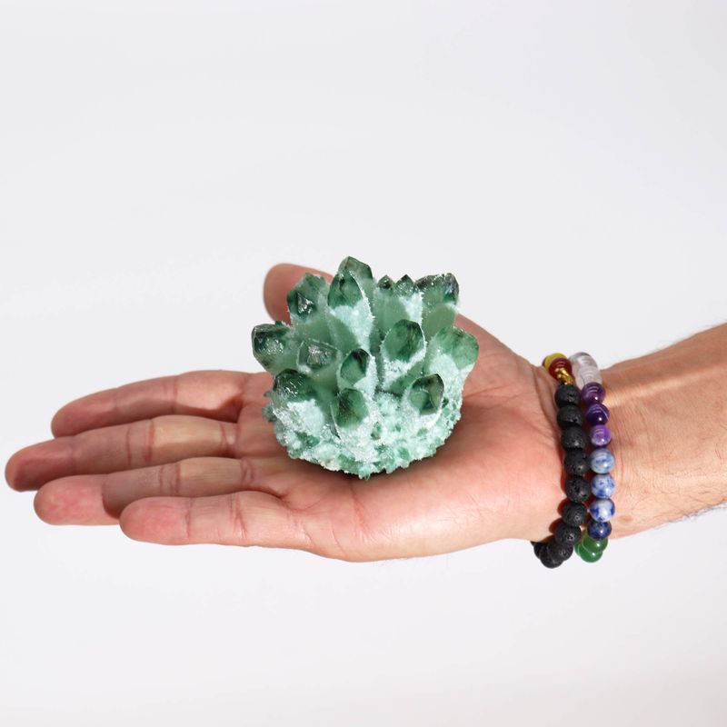 Enhanced Quartz Cluster - Green Ghost Quartz (approx 250-300gm 8cm)