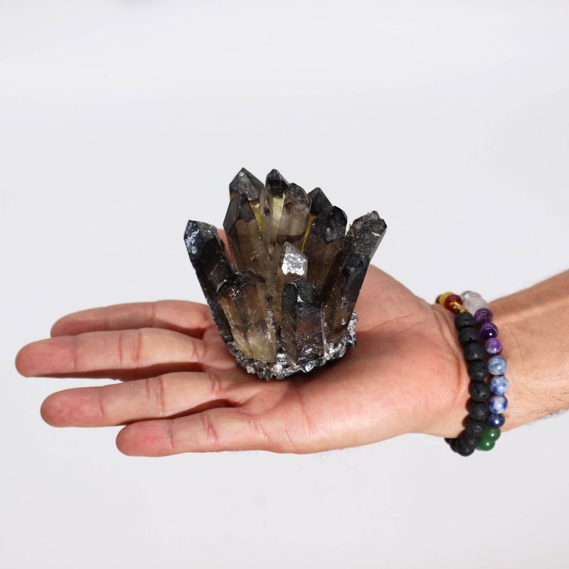 Enhanced Quartz Cluster - Smoky Ghost Quartz (approx 250-300gm 8cm)